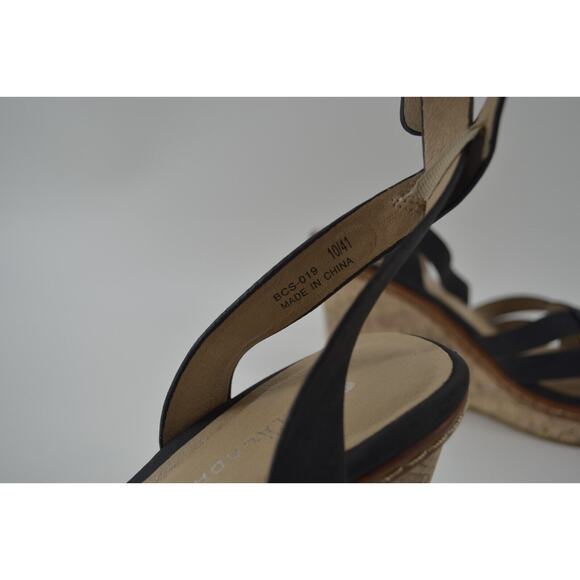 CL by Laundry Black Faux Leather Open Strapy Weaved shoes 10 - Picture 6 of 16